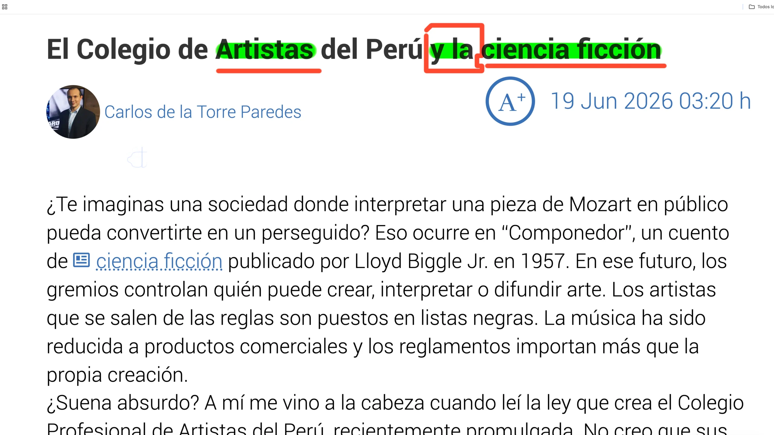 Ley de Colegio de Arte en el Perú